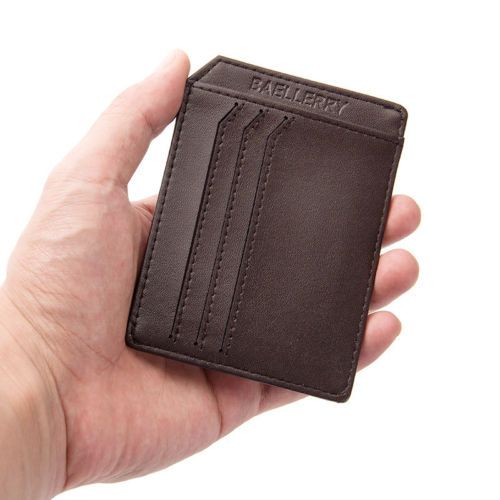 WALLET Minimalist leather wallet with 9 pockets - Coffee